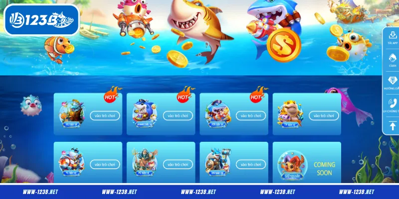 Bắn cá 123B – Nhiều tựa game đổi thưởng nổi bật