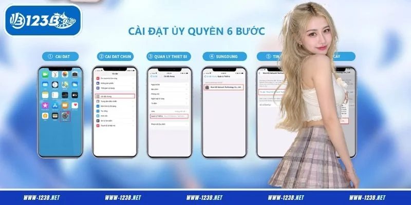 Các bước cài đặt ủy quyền sáu bước trên thiết bị