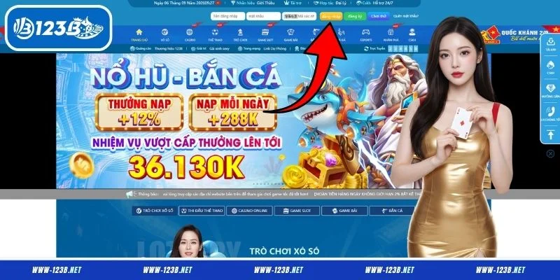 Các bước đăng nhập 123B chi tiết