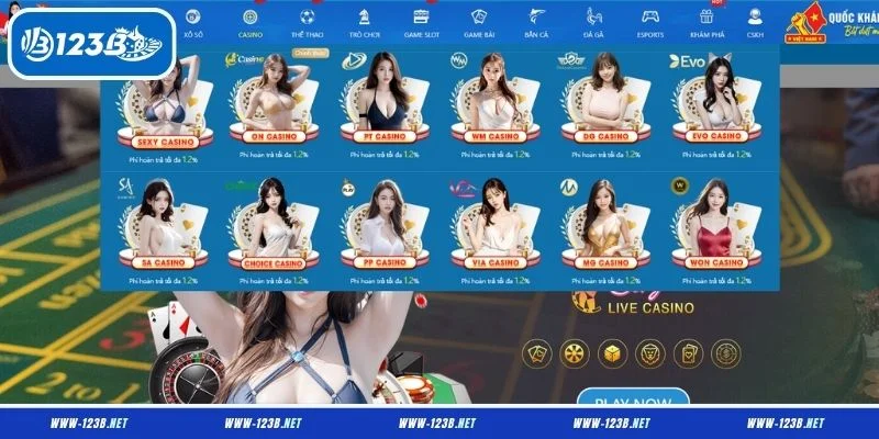 Casino 123B chinh phục khách truy cập nhờ hàng loạt tên tuổi lớn