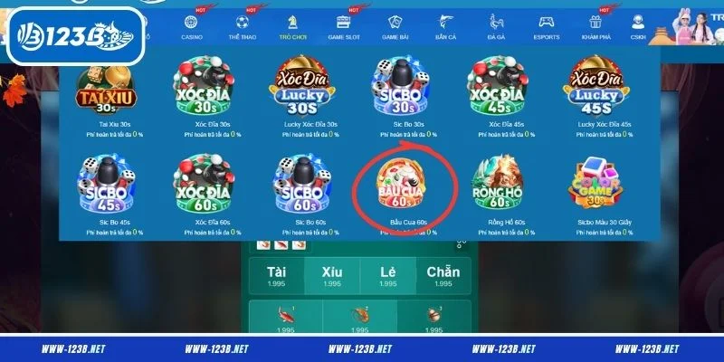 Quy định cơ bản và các tính năng nổi bật của trò chơi bầu cua 123B